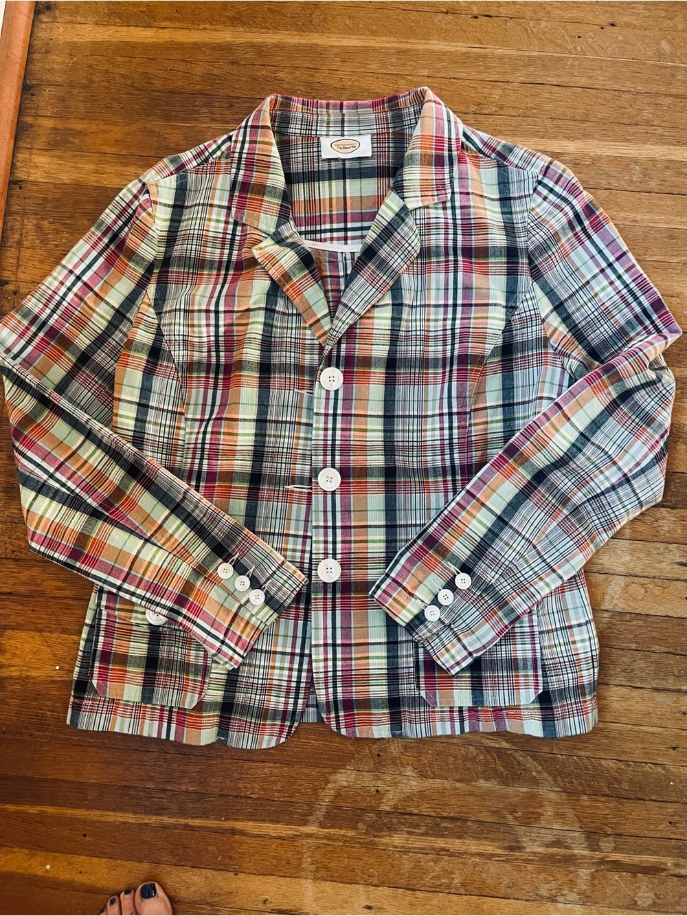 Talbots Madras patchwork plaid preppy jacket
